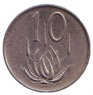 Алое. Монета 10 центів. 1966 рік, Південна Африка. (South Africa)(Д) Полтава - фото 1