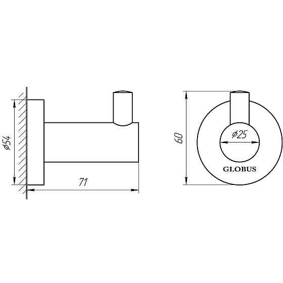 Гачок одинарний Globus Lux SS 8411  SUS304 Луцк