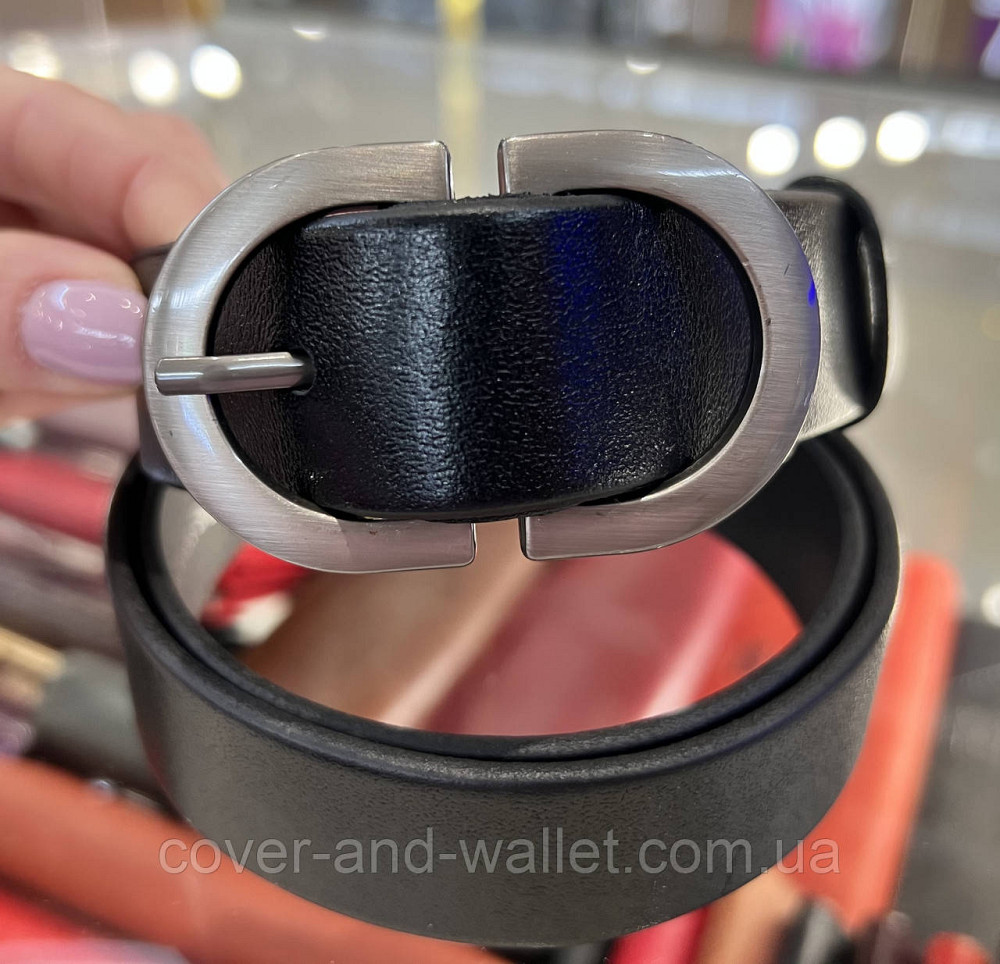 Стильный женский ремень черного цвета с округлой пряжкой 30 мм PS Leather Киев - изображение 4