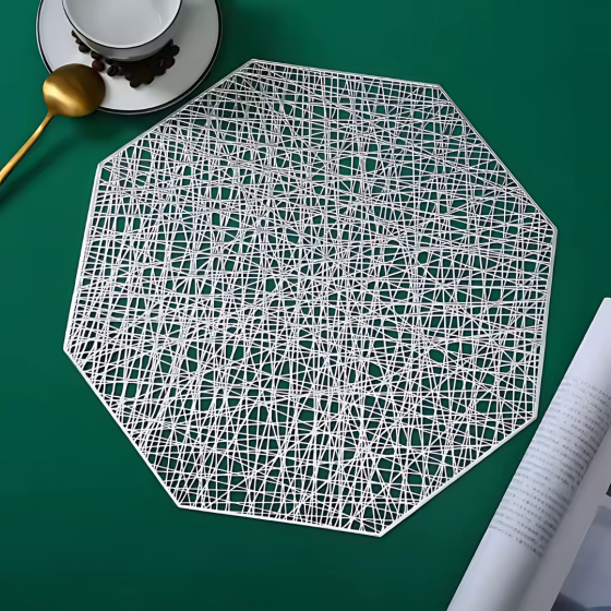 Сервировочная салфетка фигурная под горячее, коврик сервировочный серебристый набор 2 шт Каменец-Подольский