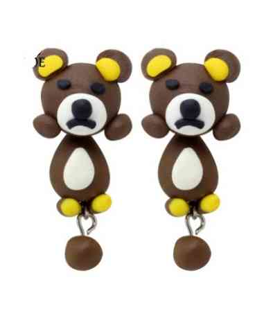 Серьги с медведем - длина 3м, полимерная глина Киев