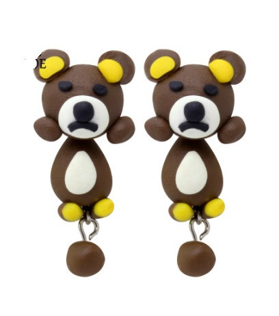 Серьги с медведем - длина 3м, полимерная глина Киев - изображение 1