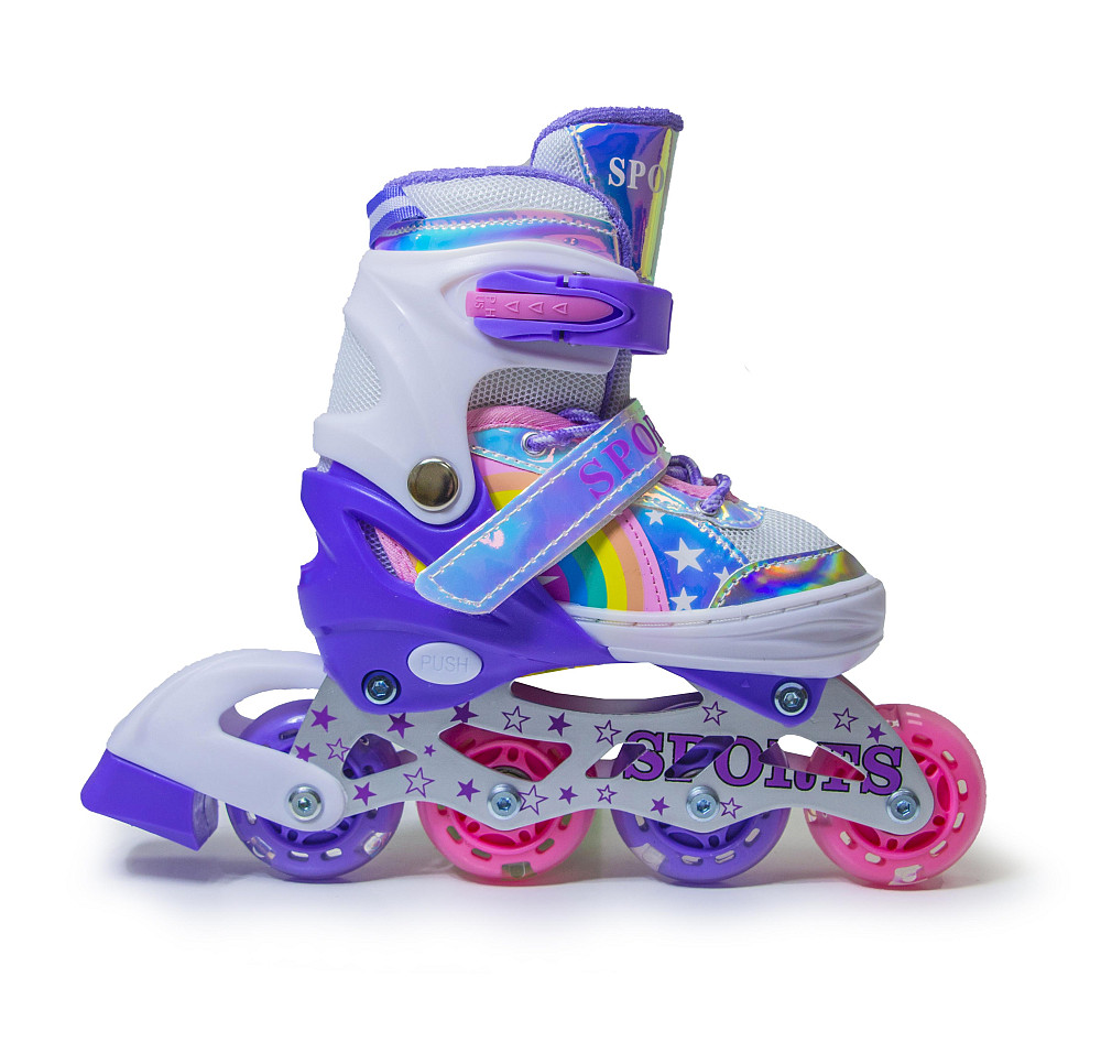 Детские раздвижные ролики Rainbow Scale Sports фиолетовые, размер 34-38. Все колеса светятся Одесса - изображение 4
