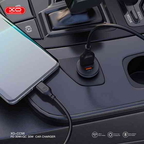 Автомобільний зарядний пристрій XO CC56 Plastic mini 30W+ Type-c кабель чорний Львів
