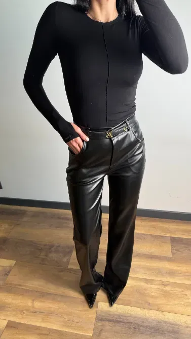 Кожаные брюки с идеальной посадкой и вырезами Одесса - изображение 6