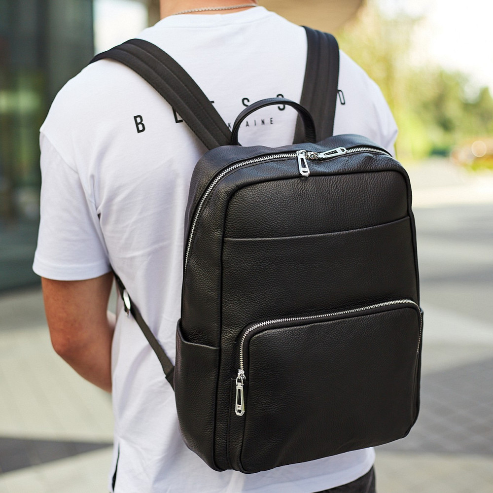 Чоловічий шкіряний рюкзак Tiding Bag 59331, чорний Киев - изображение 4