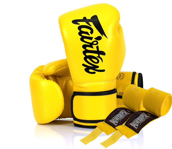 Боксерські рукавиці Fairtex BGV14 Yellow 12 унцій (бинти в комплекті) Каменское - изображение 1