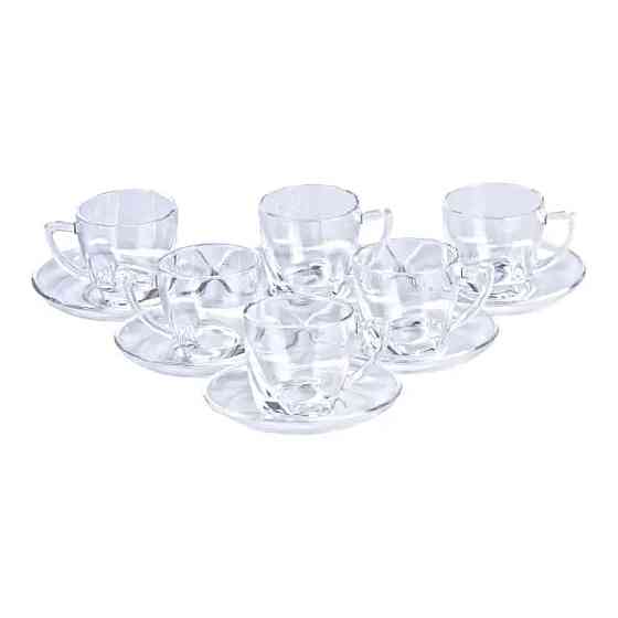 TS Kitchen Набір чашок із блюдцями прозорі 6 штук по 200 мл прозорий Київ