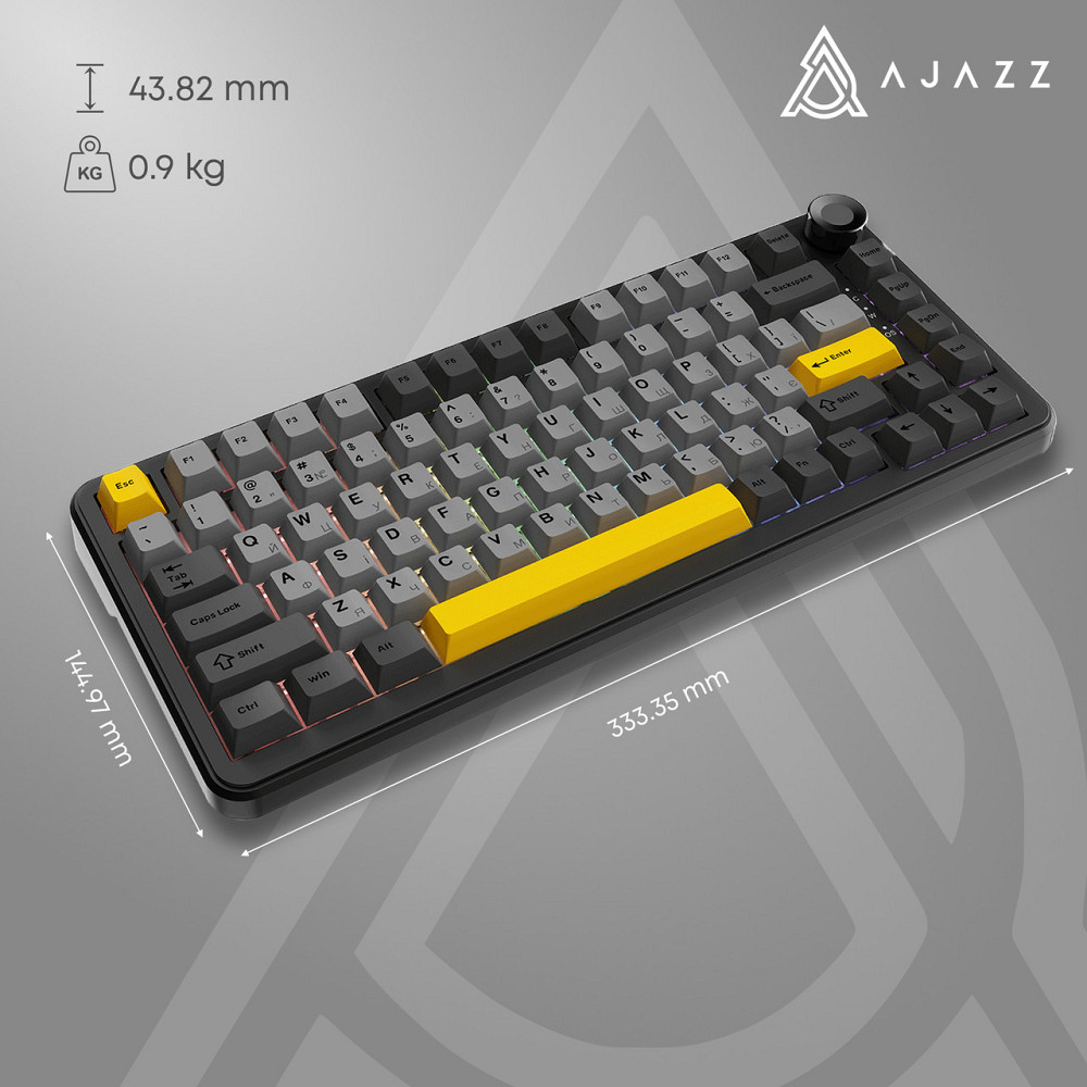 Клавіатура бездротова Ajazz AK820 Max Plus Day Dream Switch Black (AK820MAX-DD-BGY) ( чорний, сірий, жовтий ) Харків - фото 7