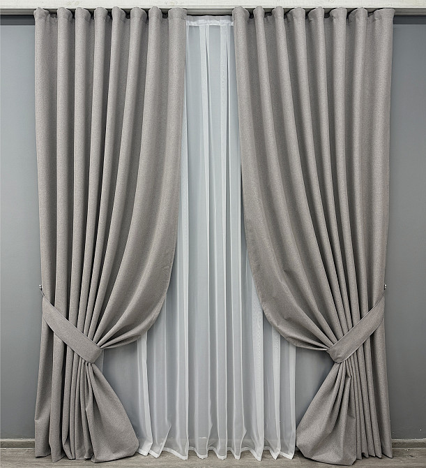 Комплект готових штор VR-Textil Блекаут двосторонній ASHEN NIGHT № 1848ш Кавово-сірий 150х270 см 2 шт (33-0889) Київ - фото 2