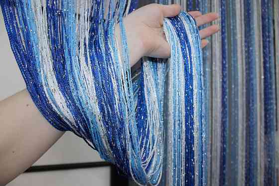 Штори-нитки "Кісея" з люрексом Синій із блакитно-білим 300х300см 1 шт (61-027) Київ