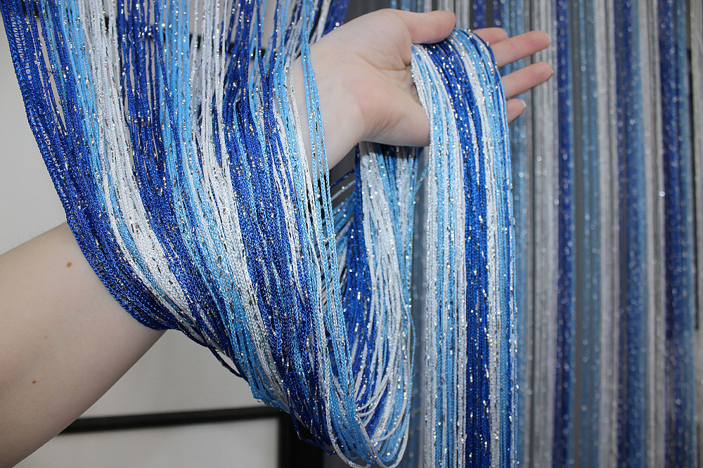 Штори-нитки "Кісея" з люрексом Синій із блакитно-білим 300х300см 1 шт (61-027) Київ - фото 5