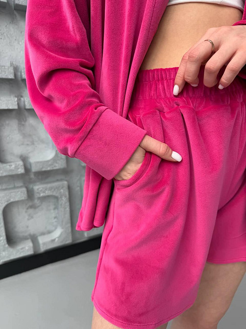 Женский стильный прогулочный велюровый костюм двойка Малина Одесса - изображение 6