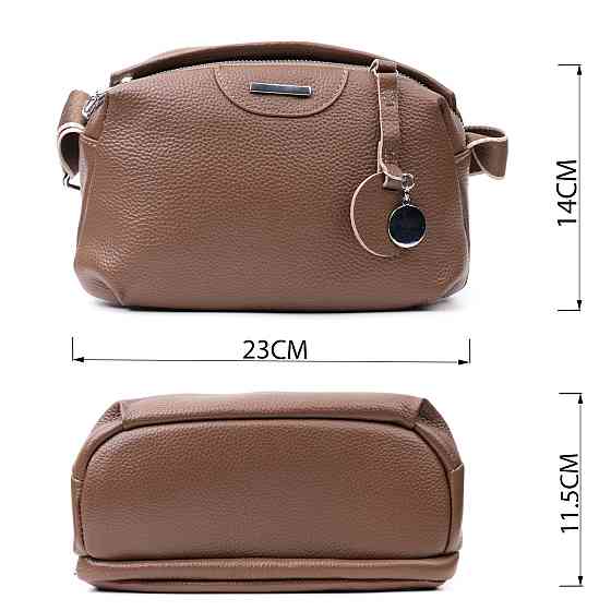 Модна сумка на кожен день із двома відділеннями з натуральної шкіри Vintage 22596 Коричневий Київ