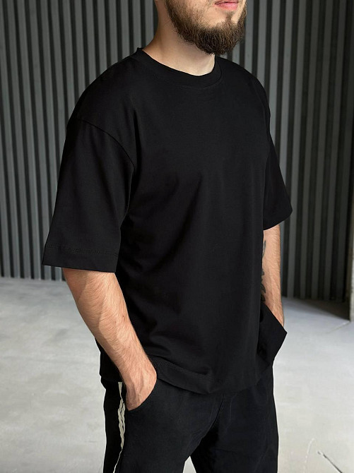 Футболка базова чоловіча оверсайз Чорний 42/46 Харків - фото 1