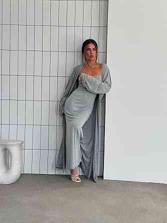 Женский базовый костюм двойка: платье + кардиган турецкая вискоза Серый, 46/48 Одесса