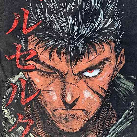 Футболка для хлопчика з принтом аніме Берсерк Гутс Доубле Сідед оверсайз (зріст від 165 до 180) Чорний Дніпро