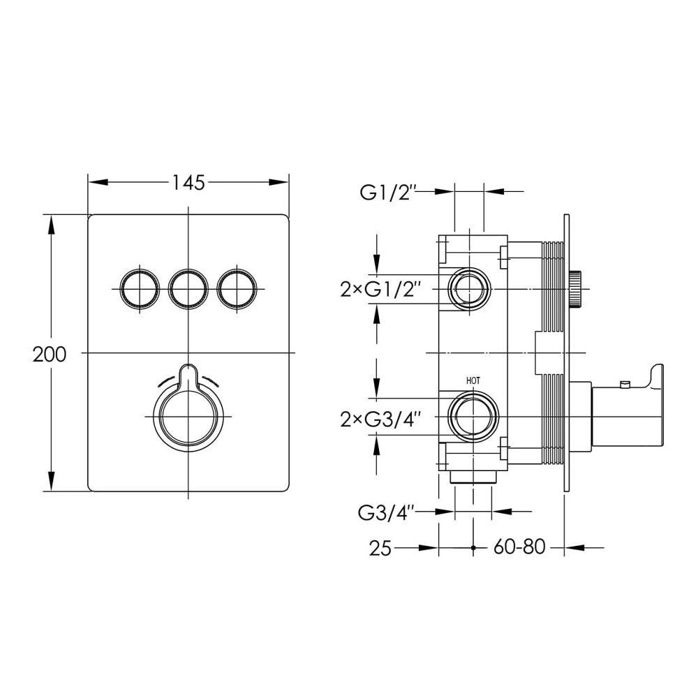 Термостат для ванни прихованого монтажу Imprese SMART CLICK на 3 споживача хром Київ - фото 2