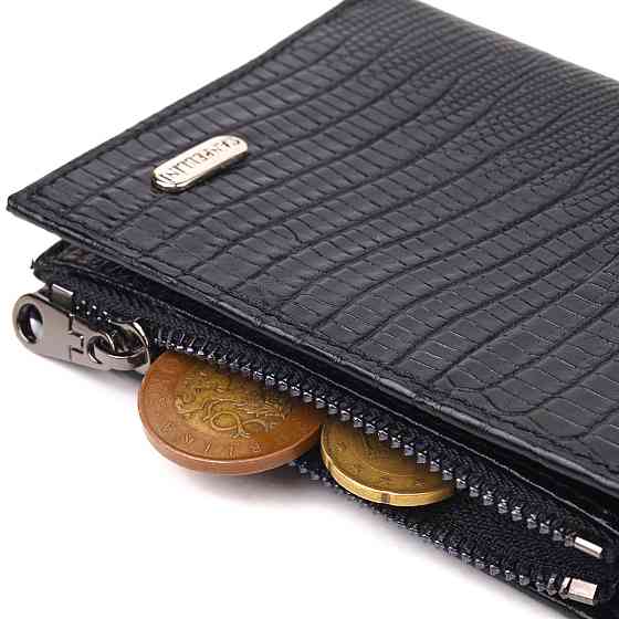 Фактурный вертикальный кошелек из натуральной кожи CANPELLINI 21672 Черный Киев