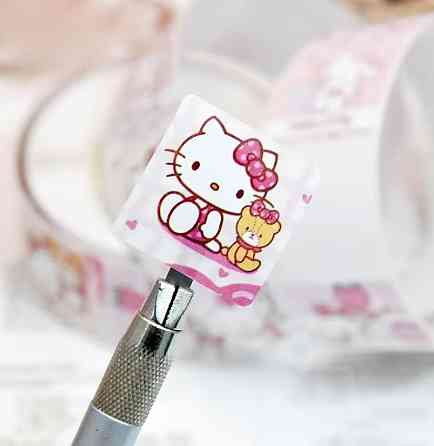 Стикеры Hello Kitty — рулон 500 шт Ø2.5 см, наклейки с котиками Киев