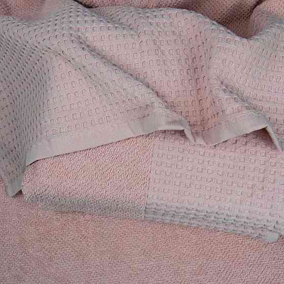 Комплект махровых полотенец Вафельный Бордюр 3шт GM Textile 40х70см, 50х90см, 70х140см 500г/м2 (Розо Сумы