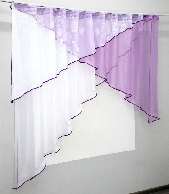 Кухонная занавеска VR-Textil № 00к сиреневый с белым 280х170 см (59-672) Киев - изображение 2