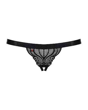 Кружевные танга с доступом Obsessive 828-THC-1 crotchless thong L/XL, черные Sex Aura Киев
