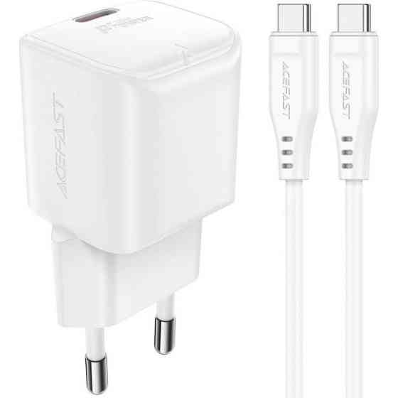 Зарядний пристрій USB-C 30W Gan A77 mini + USB-C cable Fast Charger White Acefast Винница
