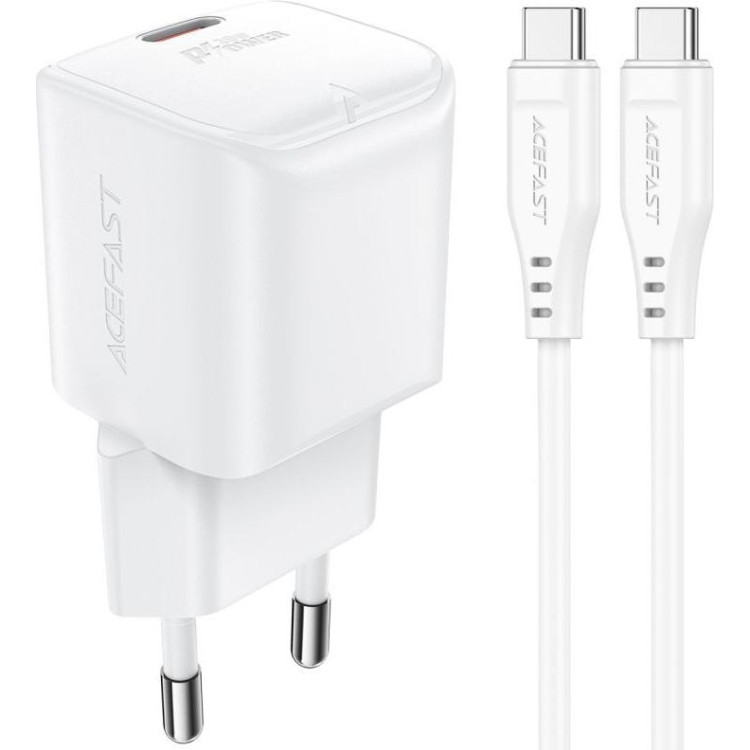 Зарядний пристрій USB-C 30W Gan A77 mini + USB-C cable Fast Charger White Acefast Винница - изображение 1