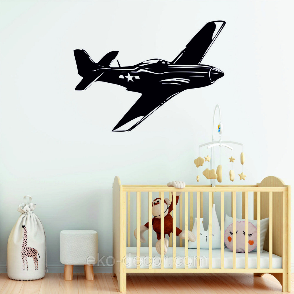 Декоративное настенное Панно «Самолет», Декор на стену 90*65 см, Черный, Ручная работа Киев - изображение 1