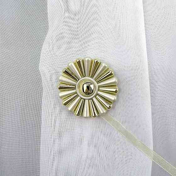 Магніти для штор і гардин Хризантема набір 2 шт Сірий з золотистим (81-302) Київ