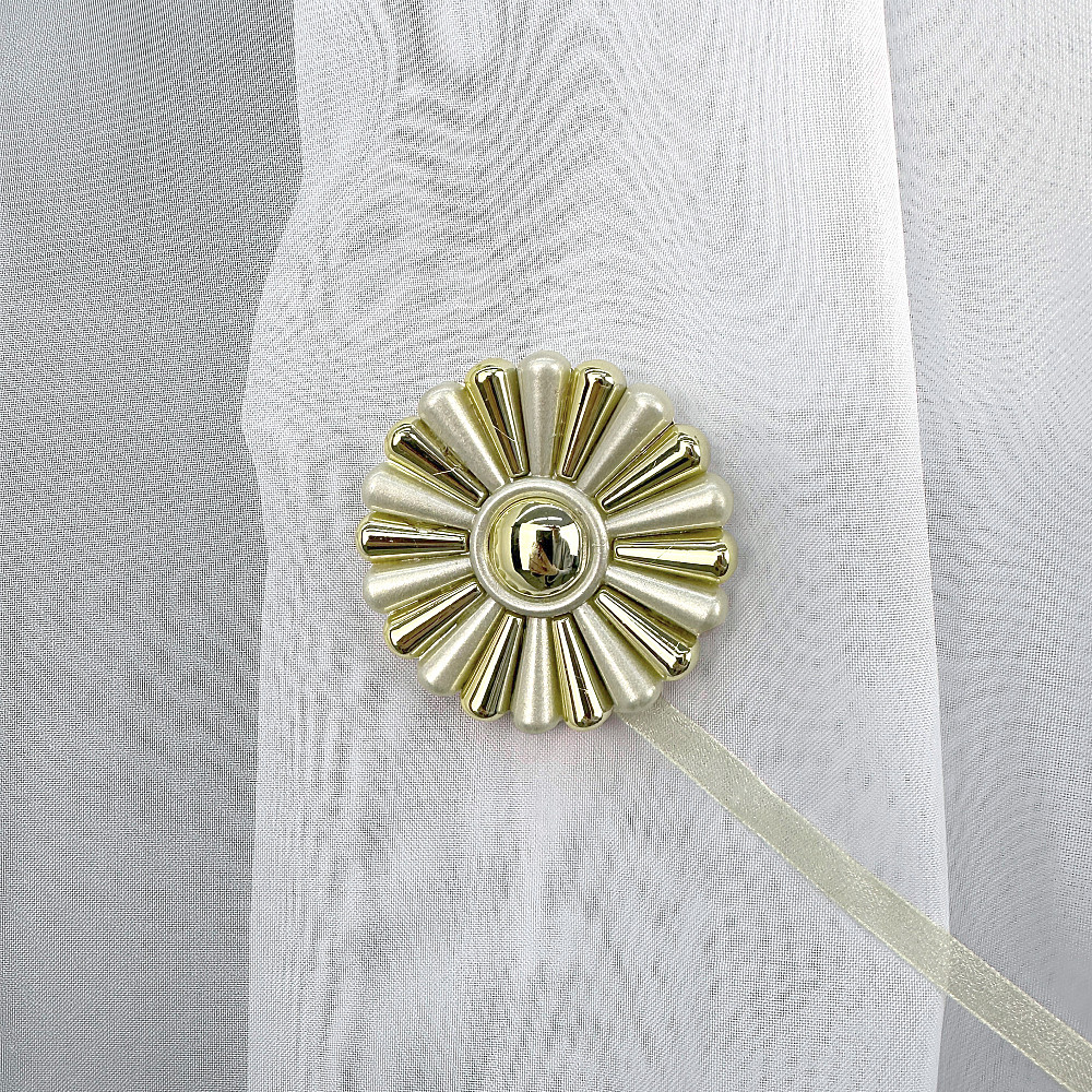 Магниты для штор и гардин Хризантема набор 2 шт Серый с золотистым (81-302) Киев - изображение 2