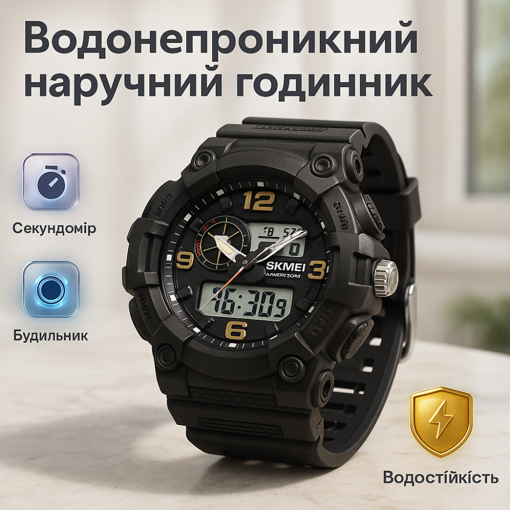 Цифровые часы для активного образа жизни SKMEI 2397BKWT, Ударостойкие водонепроницаемые часы OH-68 Львов - изображение 3