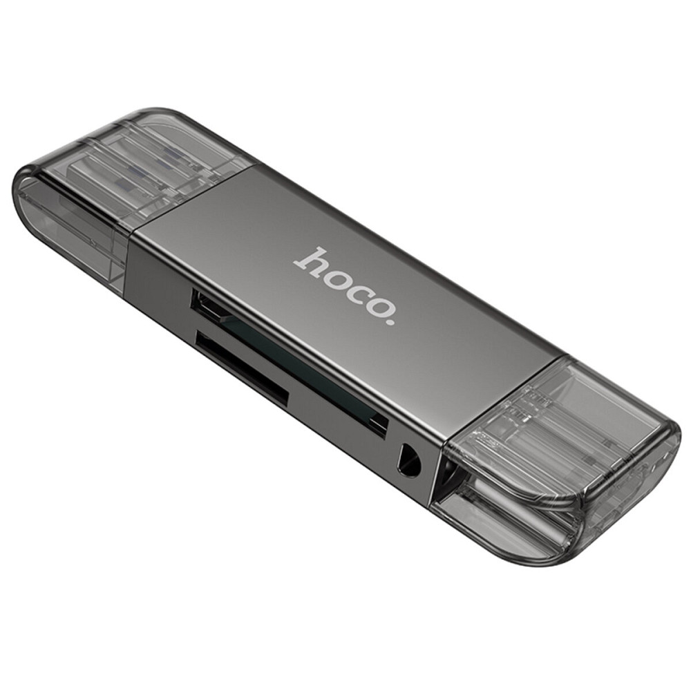 Хаб HOCO HB39 USB/Type-C 3.0 high-speed card reader Metal Gray (6942007604819 ) Київ - фото 5