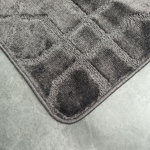 Килимок для ванних кімнат поліпропіленовий TM DarianA Standard u-cut 60*50 сірий геометрія Житомир - фото 3