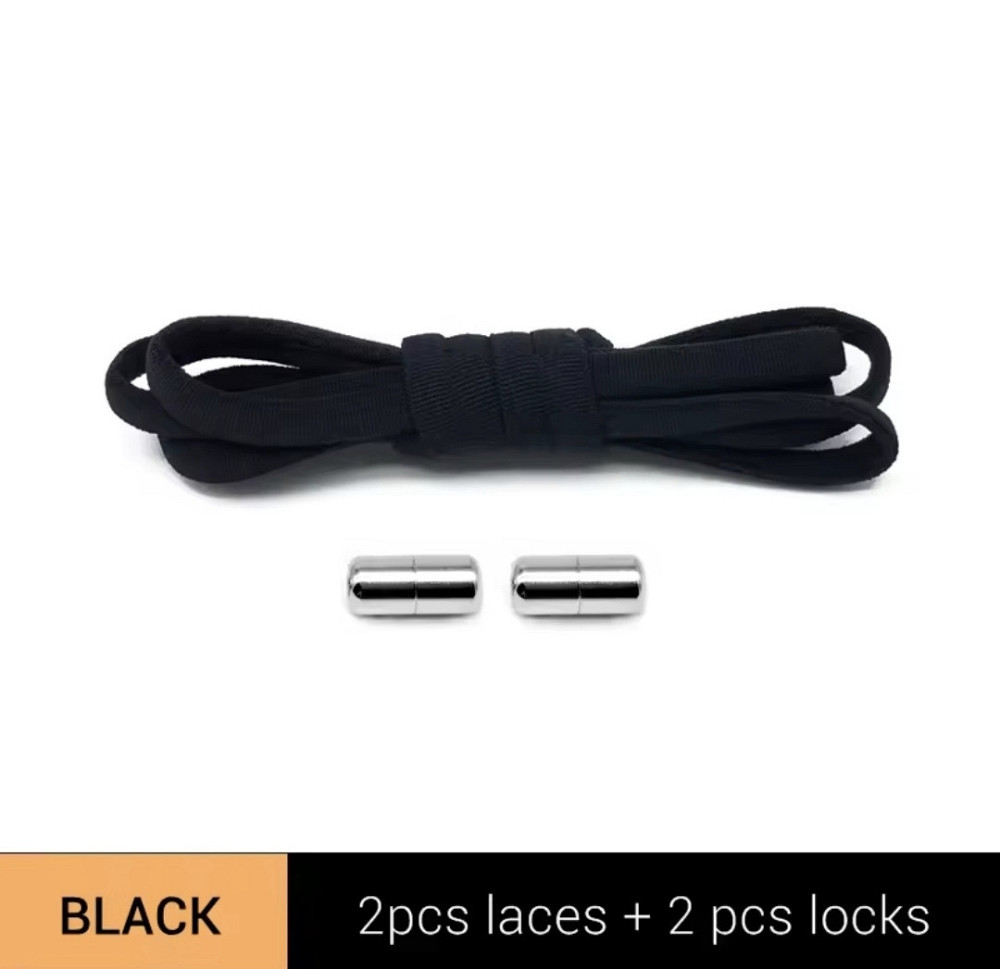 Шнурки еластичні без зав'язок з металевими застібками Чорний Смела - изображение 2