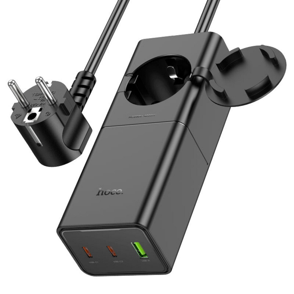 Мережевий зарядний пристрій Hoco NS4 Sharp PD65W(2C1A) desktop socket(EU/GER) Black (6942007617352) Київ - фото 2