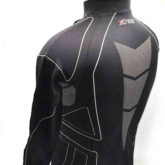 Термокофта з комірцем (лонгслів) X TECH Maglia Race 3 Munica Lunga  lupetto Nero L/XL Чорна Луцьк