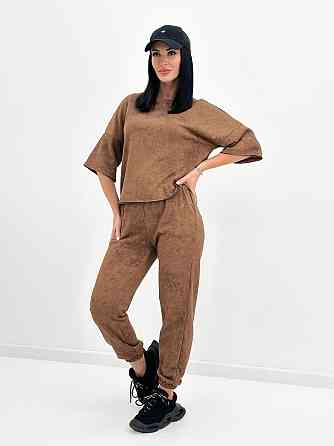 Жіночий костюм з турецької двонитки петля з ефектом tie dye "George"| Норма| Розпродаж моделі Шоколадний, 46-48 Київ