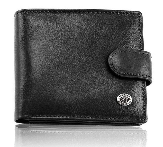 Класичне чоловіче портмоне з натуральної шкіри ST Leather В102 Чорний Київ - фото 1