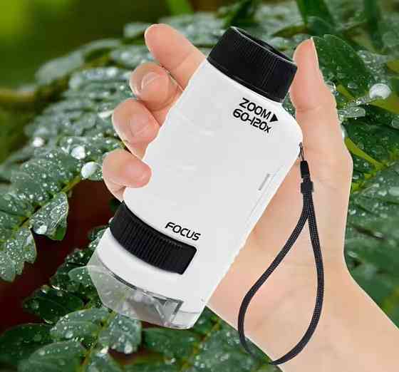 Портативний міні мікроскоп із підсвічуванням 10 на 5 см білий Київ