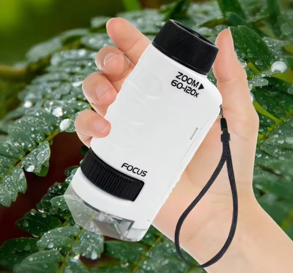 Портативний міні мікроскоп із підсвічуванням 10 на 5 см білий Київ - фото 2