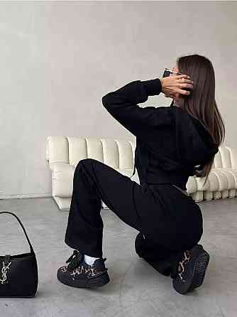 Женский утепленный прогулочный костюм двойка из трехнитки на флисе Черный, 42/44 Одесса