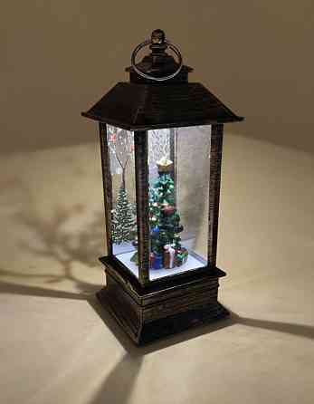 Новорічний LED ліхтар на батарейках без блискіток 