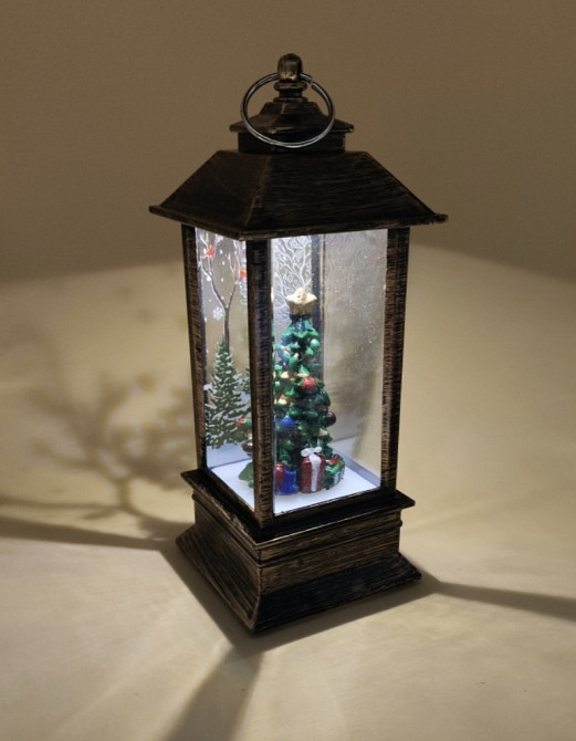 Новорічний LED ліхтар на батарейках без блискіток 