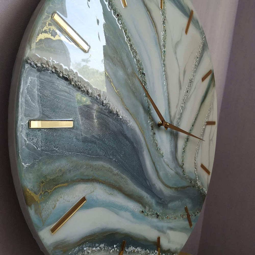 Настіний годинник з епоксидної смоли ручної роботи 75см Дніпро - фото 5