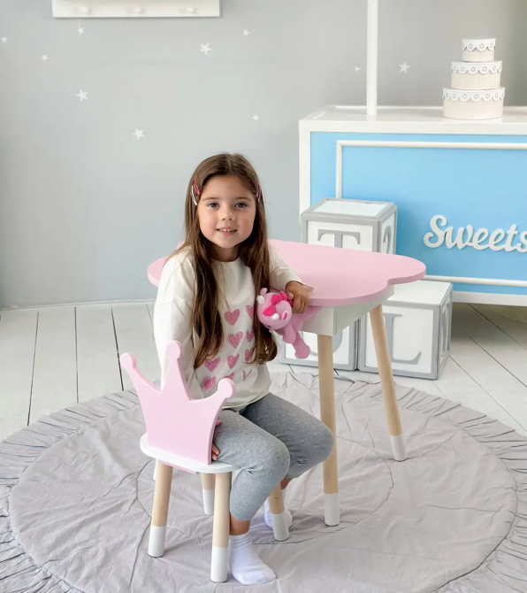 Дитячий стіл Хмара з нішою та стільцем Корона (Рожевий) Київ - фото 3