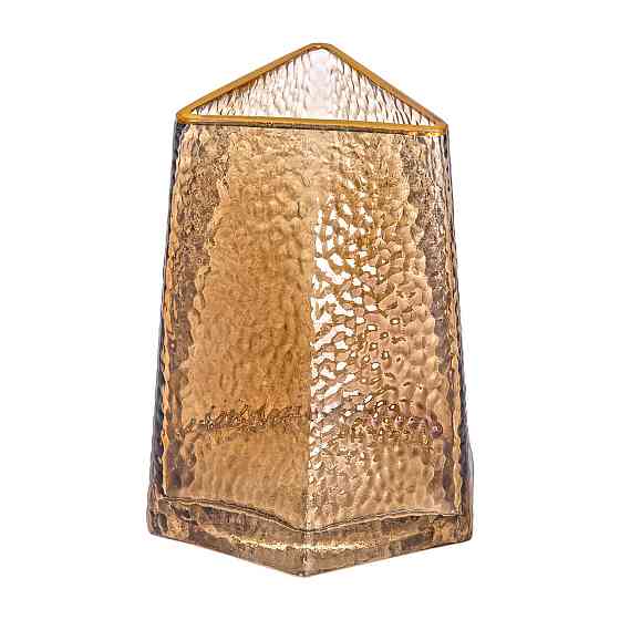 Декоративная треугольная стеклянная ваза с золотым ободком, 13 x 11,5 x 15,5 см HP-1710-1 Киев