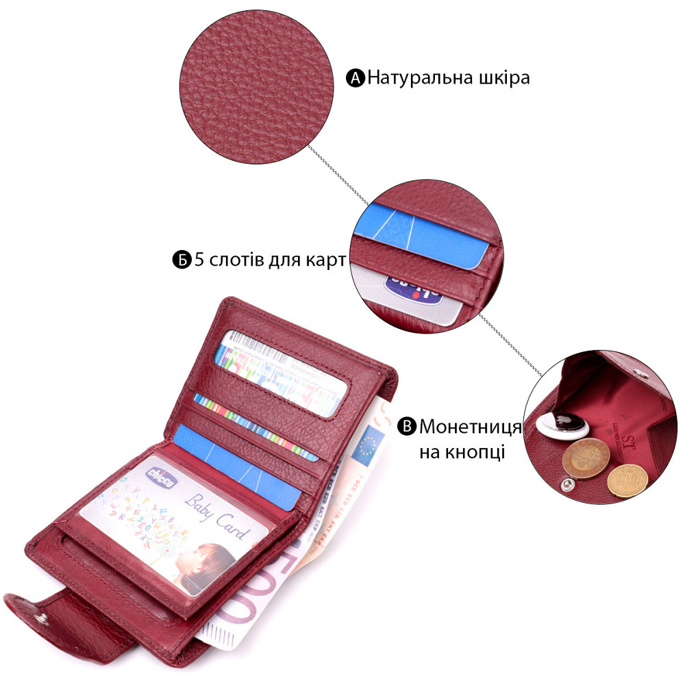 Женский кошелек вертикального типа из натуральной кожи ST Leather 22452 Бордовый Киев - изображение 4