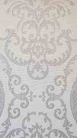 Шпалери вінілові на флізеліні AdaWall Seyyah 1.06х10 завитки вензеля великі структурні сріблясті на білому Київ